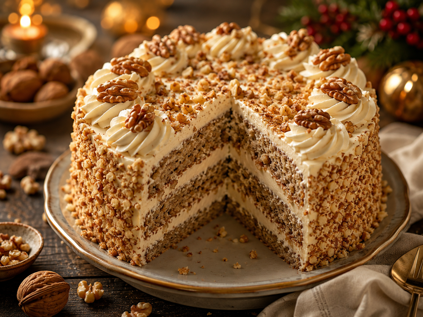 Svečana orahovača sa tri sloja – Torta bogatog srca
