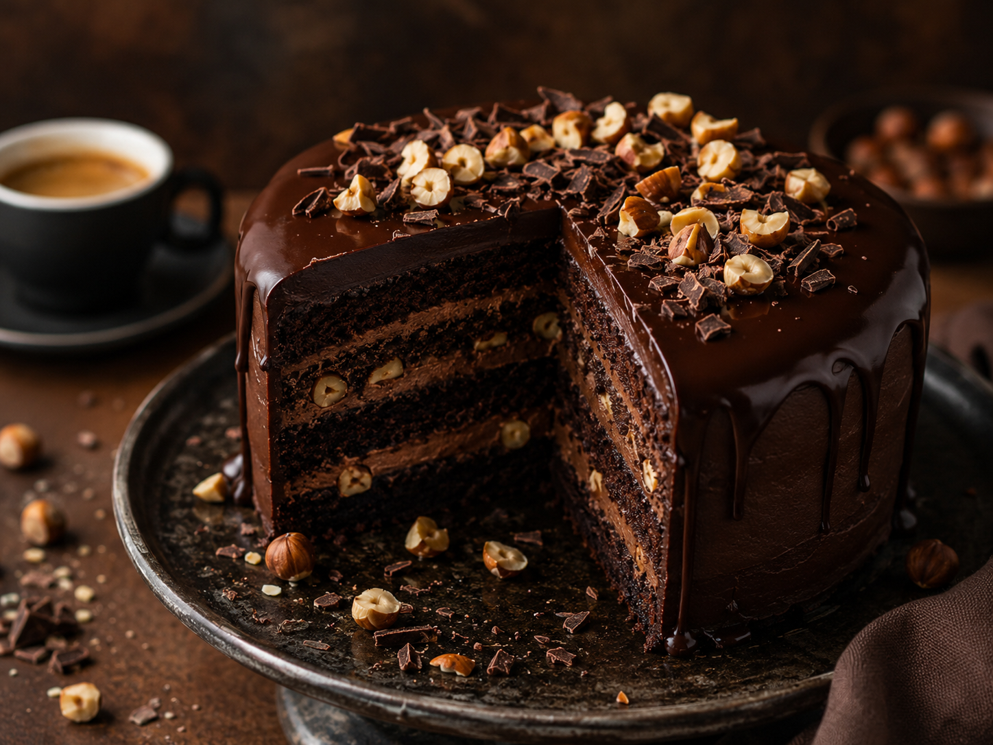 Tamna čokoladna torta sa espresoom i lešnicima