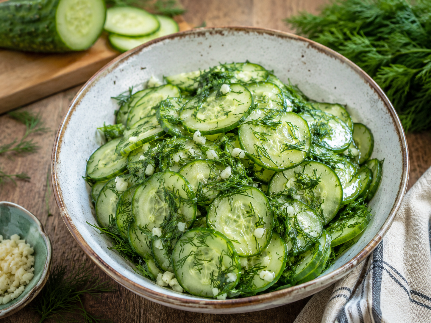 Salata od krastavaca sa koprom i belim lukom